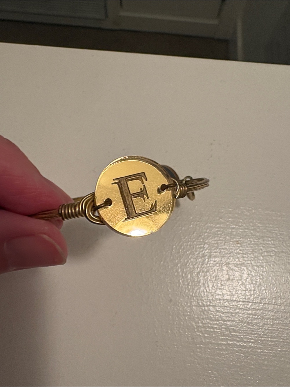 Bourbon & Bowties Gold Initial 'E' Wire Wrapped Bracelet